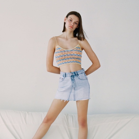 ZARA ASYMMETRICAL DENIM SKIRT - Picture 2 of 9